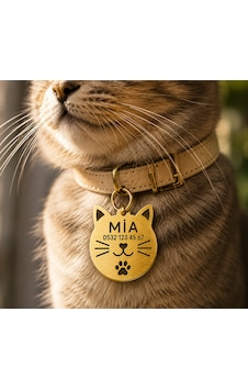 İsme Özel Kedi Künyesi Gold İsme Özel Kedi Künyesi Gold