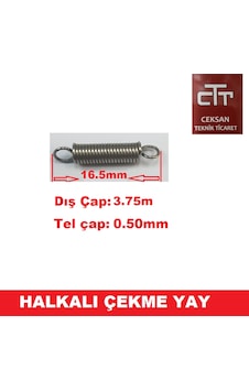 Yay Halkalı Çekme Yay Çap 3.75 MM Toplam Boy 16.5 MM Adet Seçenekli 12 Adet Yay Halkalı Çekme Yay Çap 3.75 MM Toplam Boy 16.5 MM Adet Seçenekli 12 Adet