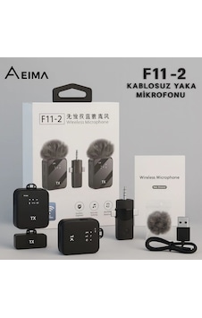 Eıma F11-2 Çiftli Kablosuz Yaka Mikrofonu 2 Li Tx Gürültü Engelleyici Video & Canlı Yayın Eıma F11-2 Çiftli Kablosuz Yaka Mikrofonu 2 Li Tx Gürültü Engelleyici Video & Canlı Yayın