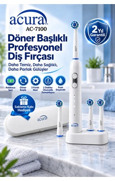 Acura Ac-7100 Döner Başlıklı Profesyonel Şarjlı Diş Fırçası