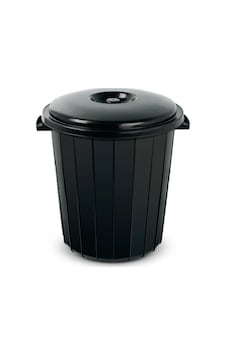 Kapaklı Siyah Plastik Çöp Kovası 50 L 41x50 Cm Siyah