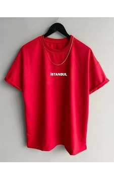 Flood Of Style Erkek Kırmızı Istanbul Baskılı Oversize Bisiklet Yaka Tshirt Flood Of Style Erkek Kırmızı Istanbul Baskılı Oversize Bisiklet Yaka Tshirt