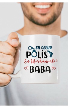 Polis Babaya Hediye Özel Esprili Kupa Bardak Baskılı Kupa Bardak Renkli