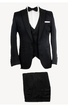 Ysf Erkek Siyah Slim Fit Kırlangıç Yaka Yelekli Damatlık Ysf Erkek Siyah Slim Fit Kırlangıç Yaka Yelekli Damatlık