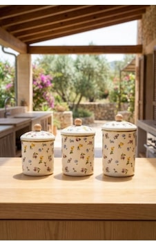 Acar Petit Fleur Emaye 3 Parça Kavanoz Seti Çok Renkli Acar Petit Fleur Emaye 3 Parça Kavanoz Seti Çok Renkli