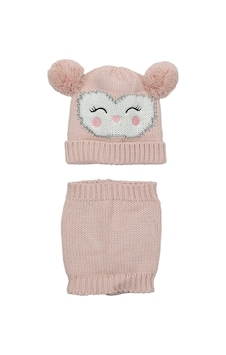 Kinetix Owl Set-g-2pr Pudra Kız Çocuk Atkı Bere Owl Set-g-2pr