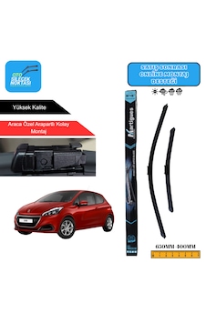Peugeot 208 2013 Araca Özel Uyumlu Ön Cam Silecek Takımı 650mm-400mm Peugeot 208 2013 Araca Özel Uyumlu Ön Cam Silecek Takımı 650mm-400mm