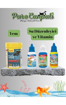 Purecanpati Dip Balıkları Akvaryum Bakım Seti Pleco Chips Yemi + Balık Vitamini + Klor Giderici + Su Düzenleyici Purecanpati Dip Balıkları Akvaryum Bakım Seti Pleco Chips Yemi + Balık Vitamini + Klor Giderici + Su Düzenleyici