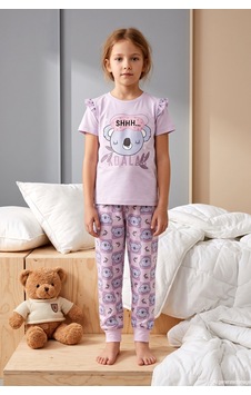 Remsa Kız Çocuk Kısa Kol Baskılı Penye Pijama Takımı 2624 Pudra01 Remsa Kız Çocuk Kısa Kol Baskılı Penye Pijama Takımı 2624 Pudra01