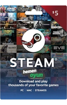 Hemenoyun Steam Gift Card 5 Usd Dolar Cüzdan Kodu
