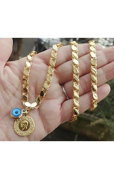 Altın Kaplama Halep Pullu Arpa Zincir Yarım 60 Cm Kadın Kolye Beyaz Altın Kaplama Halep Pullu Arpa Zincir Yarım 60 Cm Kadın Kolye Beyaz