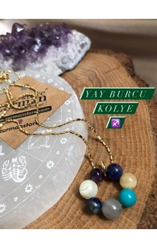 Sertifikalı Yay Burcu Doğal Taş Kolye Rose Gold