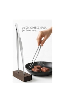 Paslanmaz Çelik Şef Cımbızı 30 Cm - Mutfak Maşası Kızartma Maşası