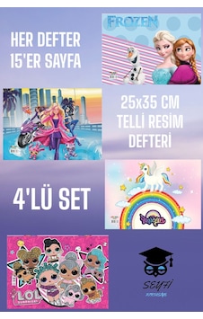 4 Adet 25x35 Telli Resim Defteri Karışık