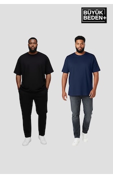 Superlife Büyük Beden Erkek Regular Kalıp Basic Bisiklet Yaka 2'li Tişört Seti 3xl-6xl Spr26bts510+2 Lacivert Superlife Büyük Beden Erkek Regular Kalıp Basic Bisiklet Yaka 2'li Tişört Seti 3xl-6xl Spr26bts510+2 Lacivert