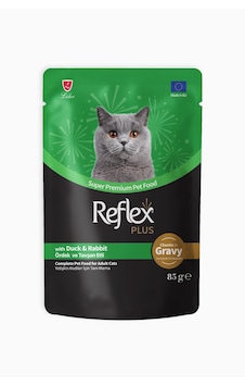Reflex Plus Sos İçinde Et Parçacıklı Ördekli ve Tavşanlı Yetişkin Kedi Maması 85 G