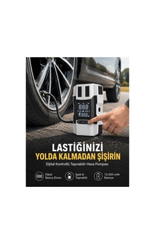 Araç Lastik Şişirme Pompası Ve Akü Takviye Powerbank Bir Arada Yeni Nesil Belirtilmemiş