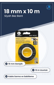 Bez Bant 18 Mm X 10 M Siyah Yalıtım Esnek Kablo Sarma Onarım Sabi Bez Bant 18 Mm X 10 M Siyah Yalıtım Esnek Kablo Sarma Onarım Sabi
