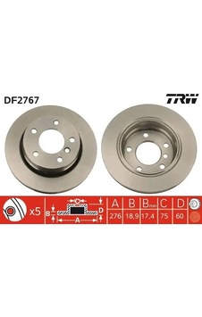 Bmw 320i E46 Arka Fren Diski 1998-2004 Trw Df2767 2adettir Bmw 320i E46 Arka Fren Diski 1998-2004 Trw Df2767 2adettir