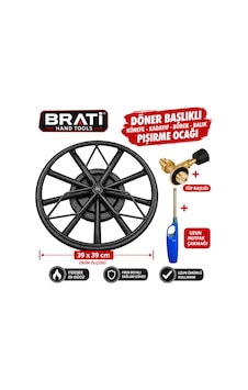 Döner Başlıklı Künefe Kadayıf Balık Börek Pişirme Ocağı Tüp Üstü 39x39 Cm  Ve Tüp Başlıklı Set Kahverengi