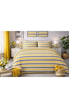 More Home Çift Kişilik Nevresim Takımı Lastikli Çarşaflı Zikzak Sarı Gri -Beyaz More Home Çift Kişilik Nevresim Takımı Lastikli Çarşaflı Zikzak Sarı Gri -Beyaz