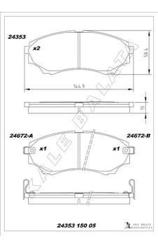 Kale Ön Fren Balatası Mazda 4 4 B 2500 Ranger 02 06 2.5td / 3.0td 06 12 Kale 24353 150 05 Ans Kd11 Umy13328za-3m352001aa-wva24353 Kale Ön Fren Balatası Mazda 4 4 B 2500 Ranger 02 06 2.5td / 3.0td 06 12 Kale 24353 150 05 Ans Kd11 Umy13328za-3m352001aa-wva24353