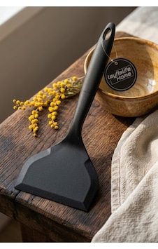 Geniş Silikon Spatula 25 Cm 12 Cm Geniş Yüzeyli Mutfak Spatulası Vsl-987 Siyah Siyah