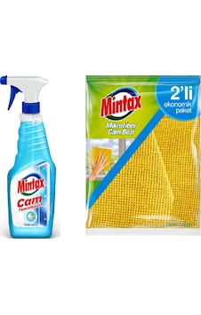 Mintax Cam Temizleyici 1 L + Mintax Mikrofiber Temizlik Bezi 2'li