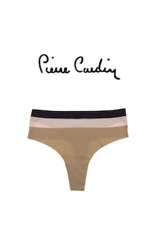 Pierre Cardin Beyaz, Ten, Siyah Clean Cut Thong Düşük Bel Lazer Kesim Dikişsiz Tanga Kadın 3 Lü Külot Ten Rengi