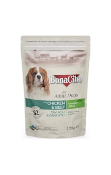 BonaCibo Jelly Tavuklu & Dana Etli Pouch Yetişkin Köpek Maması 100 G BonaCibo Jelly Tavuklu & Dana Etli Pouch Yetişkin Köpek Maması 100 G