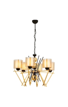 Avonnı Av-60289-6S Sarı Boyalı Modern Avize E27 Metal Cam 66Cm Avonnı Av-60289-6S Sarı Boyalı Modern Avize E27 Metal Cam 66Cm