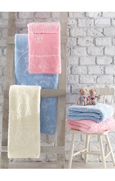 Cotton Box Emboss Bebek Battaniyesi Mavi 100 X 120 Cm Mavi