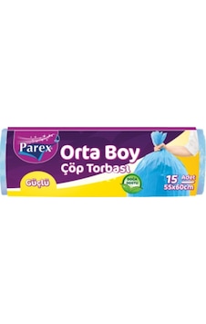 Parex Güçlü Orta Boy Çöp Torbası 15'li 55 x 60 CM