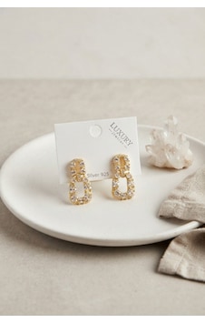 Zirkon Taşlı Gold Renk Pirinç Vintage Kadın Küpe Çok Renkli Zirkon Taşlı Gold Renk Pirinç Vintage Kadın Küpe Çok Renkli