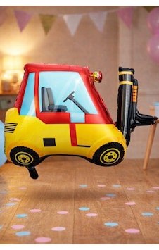 İş Makinesi Folyo Balon 54 Cm Forklift Temalı Doğum Günü Parti Süsü Çocuk Balon Dekor