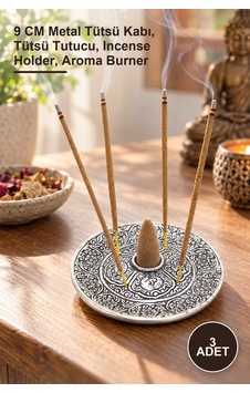 3 Adet Metal Yuvarlak Tütsülük 9 Cm Metal Tütsü Kabı, Tütsü Tutucu, Incense Holder, Aroma Burner 3 Adet Metal Yuvarlak Tütsülük 9 Cm Metal Tütsü Kabı, Tütsü Tutucu, Incense Holder, Aroma Burner