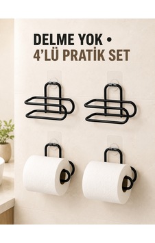 Siyah 4 Adet Metal Tuvalet Kağıdı Tutucu Kendinden Yapışkanlı Delmeden Montaj Banyo Askısı Diğer Siyah 4 Adet Metal Tuvalet Kağıdı Tutucu Kendinden Yapışkanlı Delmeden Montaj Banyo Askısı Diğer