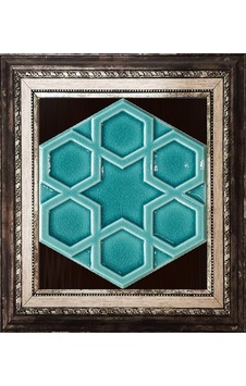 Armada Çini 15X17 Cm Rölyefli Yıldız Turkuaz Altıgen Çini Pano