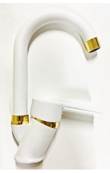 Esora Beyaz Gold Banyo Lavabo Bataryası Musluğu Çeşmesi Beyaz Esora Beyaz Gold Banyo Lavabo Bataryası Musluğu Çeşmesi Beyaz
