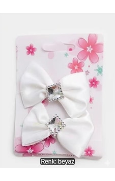 2'li Paket Beyaz Saten Fiyonk Toka Kristal Taşlı Lüks Yan Toka Seti Çocuk Ve Kadın Saç Aksesuarı Diğer 2'li Paket Beyaz Saten Fiyonk Toka Kristal Taşlı Lüks Yan Toka Seti Çocuk Ve Kadın Saç Aksesuarı Diğer