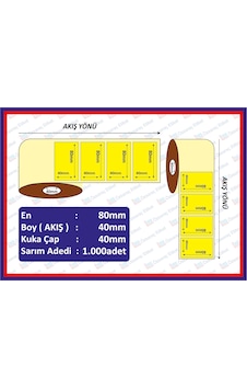 Özsaraç Etiket Eco Termal Etiket Sarı 40 x 80 MM 1000'li Sarım Özsaraç Etiket Eco Termal Etiket Sarı 40 x 80 MM 1000'li Sarım
