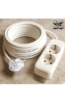 Acaroğlu - 15 Metre 3x2,5mm² Ttr Kablo İkili Uzatma Grup Priz 15 M