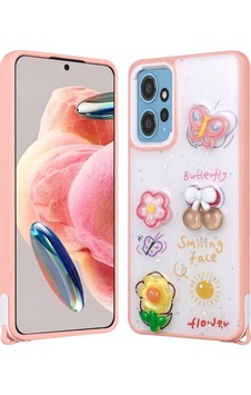 Xiaomi Redmi Note 12 4g Kılıf Parlayan Simli Kabartma Figürlü Zore Cevze Kapak Pembe Xiaomi Redmi Note 12 4g Kılıf Parlayan Simli Kabartma Figürlü Zore Cevze Kapak Pembe