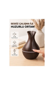 Astraltech Ahşap Desenli Aromaterapi Difüzör 130 Ml Ultrasonik Ve 7 Renk Led Işıklı