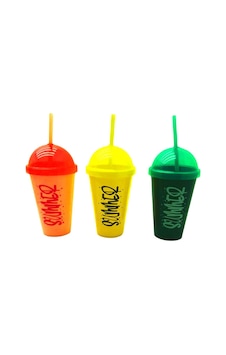 Qlux L-00850 Summer Pipetli Plastik Bardak 450 Ml - Şeffaf Renkli Kapak- 12'li Paket Qlux L-00850 Summer Pipetli Plastik Bardak 450 Ml - Şeffaf Renkli Kapak- 12'li Paket