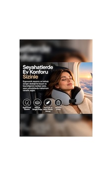 Ergonomik Hafızalı Sünger Boyun Yastığı Ayarlanabilir Tokalı, Seyahat Tipi Boyun Destek Yastığı - 931319752