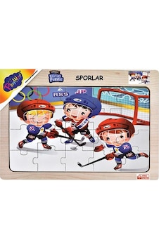 +3 Yaş Ahşap Eğitici Puzzle Sporlar – Buz Hokeyi (Playwood)