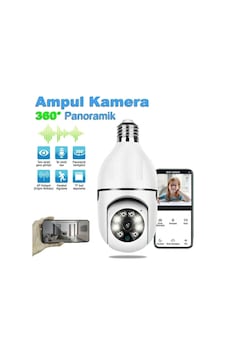 Gece Görüşlü 360 Derece 1080p Wifi Kamera Kablosuz Panoramik Ev Güvenlik Balıkgözü Ampul Lamba Ip Kamera Beyaz - 936960173