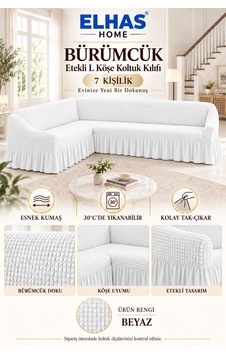 Bürümcük Kumaş 7 Kişilik Etekli L Köşe Koltuk Kılıfı Beyaz - 934823050 Beyaz Bürümcük Kumaş 7 Kişilik Etekli L Köşe Koltuk Kılıfı Beyaz - 934823050 Beyaz