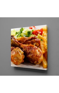 Kızarmış Tavuk Ve Patates Kare Kanvas Tablo 100x100cm Kızarmış Tavuk Ve Patates Kare Kanvas Tablo 100x100cm